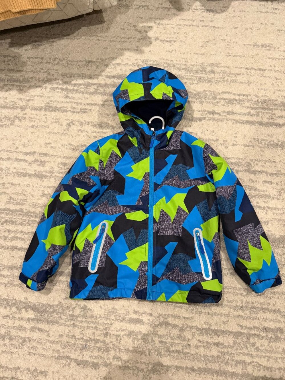 Lassie Reima Kids Jacket Size 120 - Blue Green Geometric - Fleece Lined